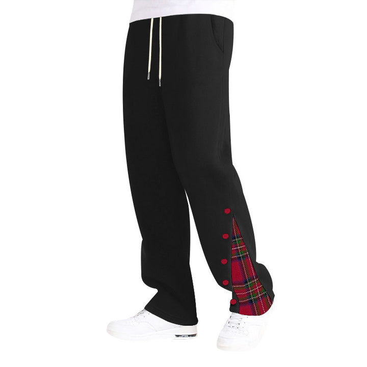 Men’s Plaid-Insert Snap-Hem Track Pants