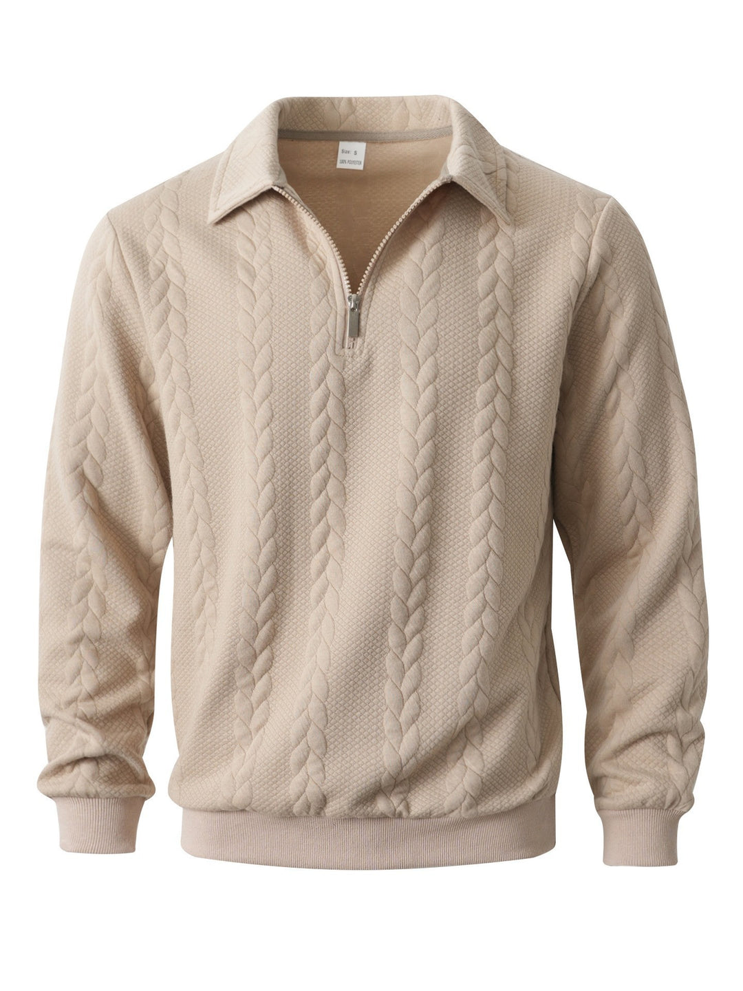 CABLE-KNIT HALF-ZIP SWEATER