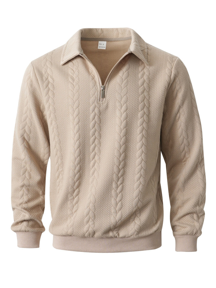 CABLE-KNIT HALF-ZIP SWEATER