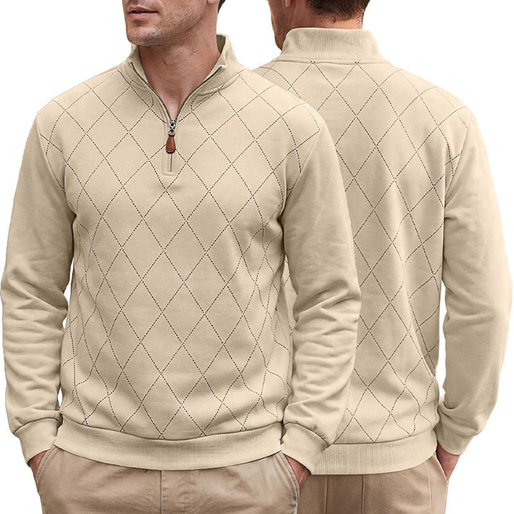 MEN’S ARGYLE QUARTER-ZIP PULLOVER