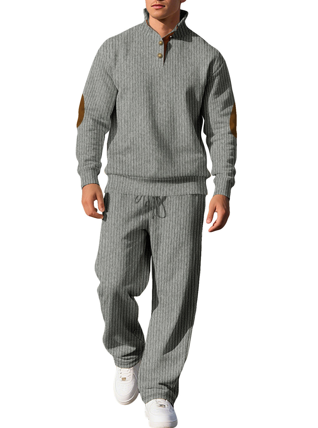 Men’s Ribbed Henley Pullover &amp; Jogger Set