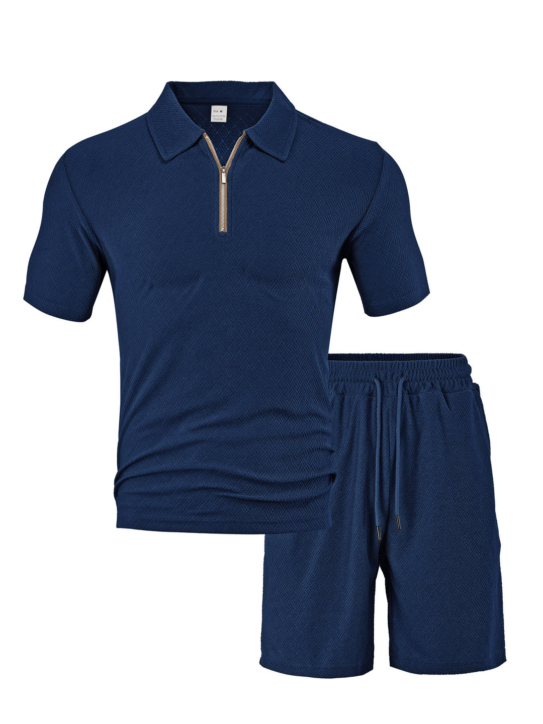 Men’s Textured Zip Polo Short Set