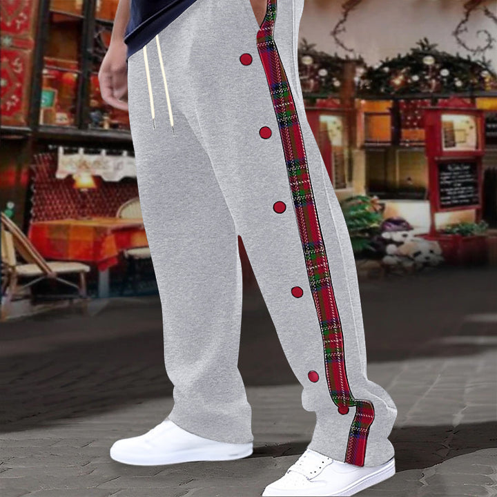 Men’s Plaid Side-Panel Snap Track Pants