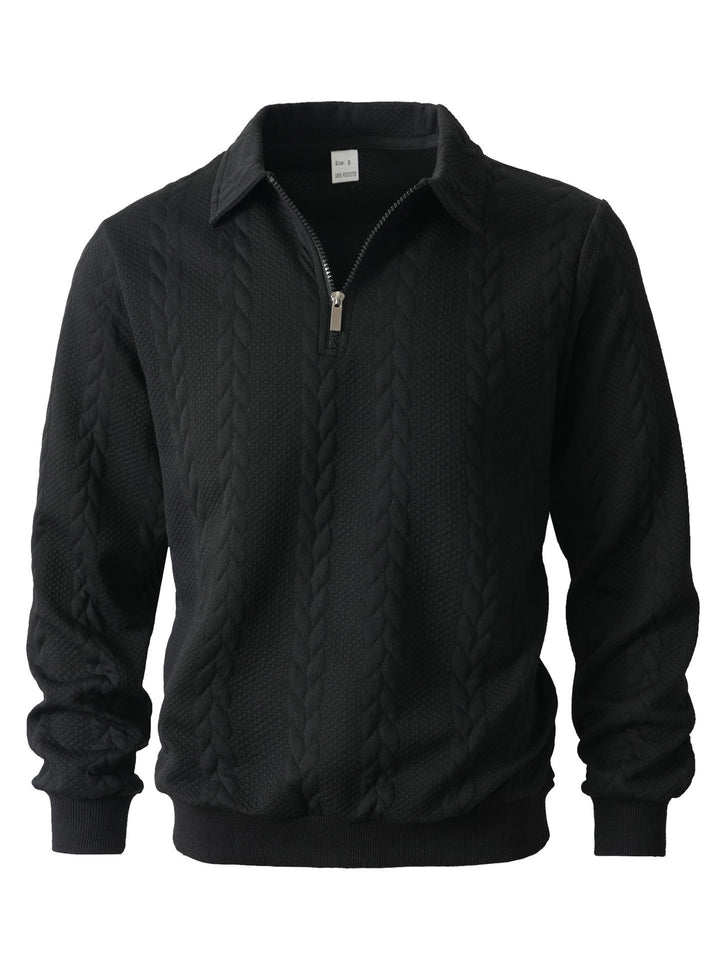 CABLE-KNIT HALF-ZIP SWEATER