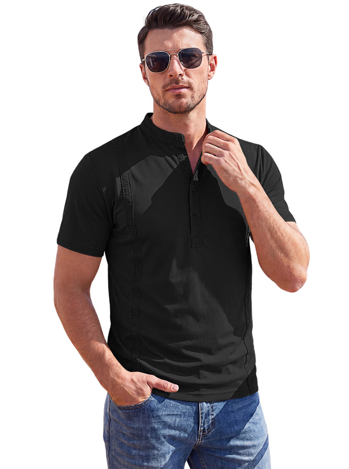 Men’s Stand-Collar Short-Sleeve Henley