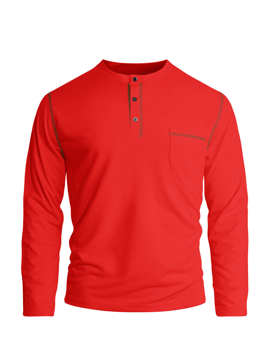 MEN’S CONTRAST-STITCH HENLEY SHIRT