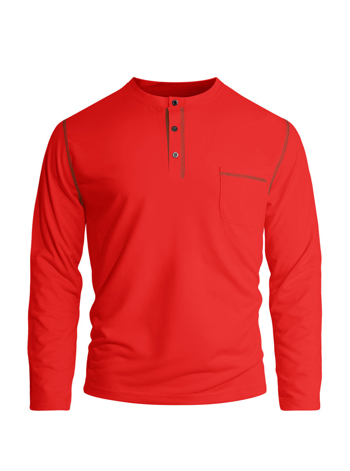MEN’S CONTRAST-STITCH HENLEY SHIRT
