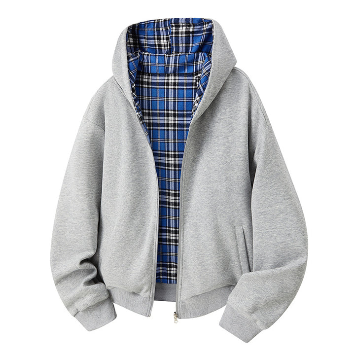plaid hoodie jacket