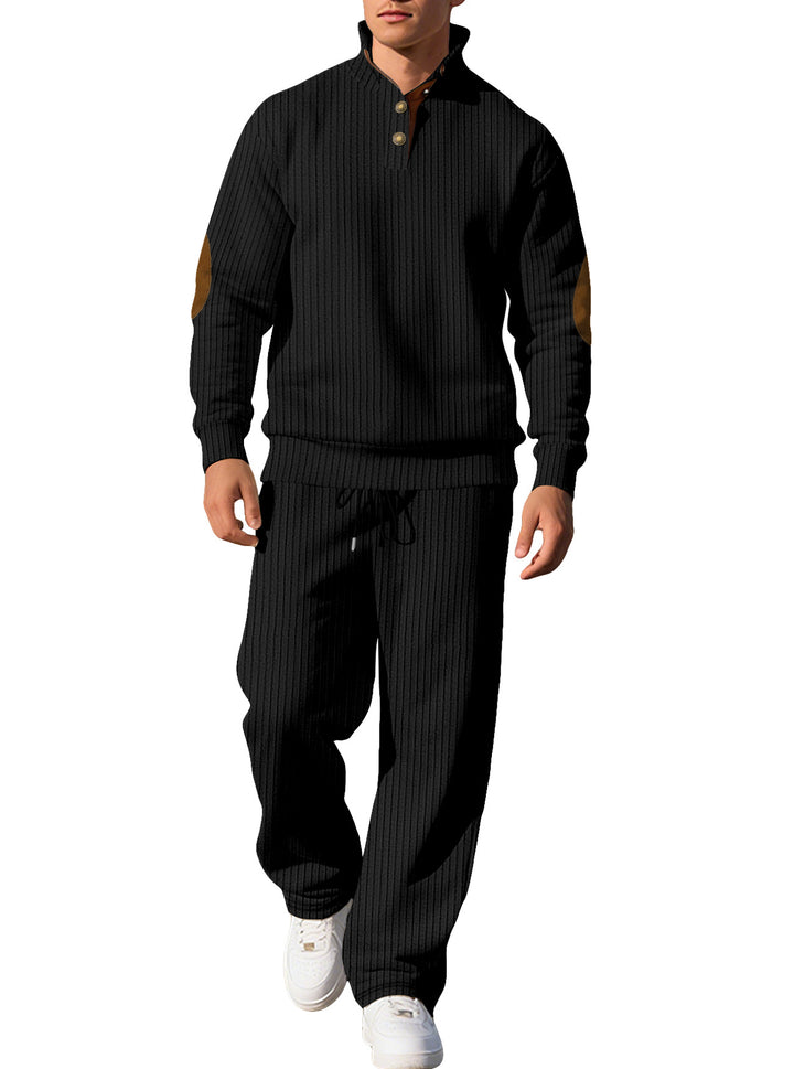 Men’s Ribbed Henley Pullover &amp; Jogger Set