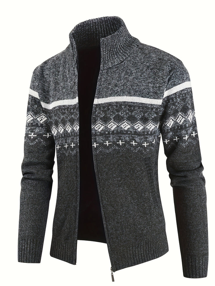 Men’s Nordic-Pattern Knit Cardigan