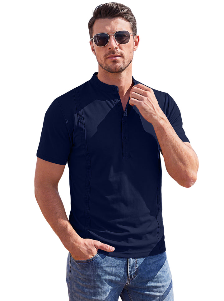 Men’s Stand-Collar Short-Sleeve Henley